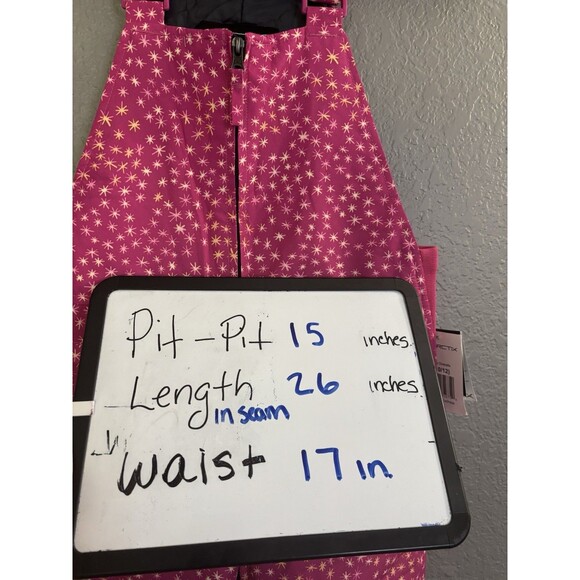 NEW Arctix Snow Bib Overalls Kids M 10 12 Waterproof Insulated Ski Fuchsia Stars - Picture 6 of 6